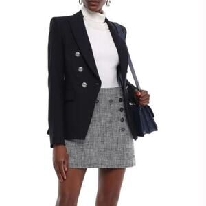 Veronica Beard Maida Plaid Button Tweed Mini Skirt Blue Saylor  Sz 0